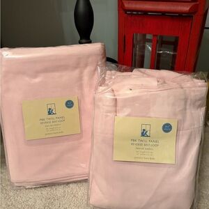 Pottery Barn Kids Light Pink Twill Panel Curtains (2)